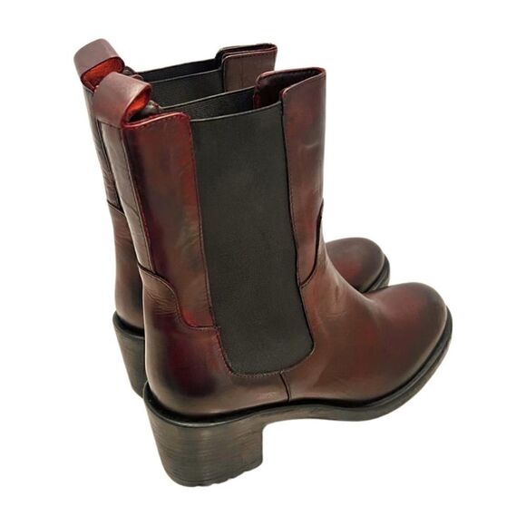 EMANUELE CRASTO Italy Leather Chelsea Boots, women’s shoes sz 10, 41 EU New wine - Picture 10 of 16